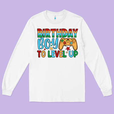 Birthday Boy To Level Up Long Sleeve Tee Designed By Jahusdesignshop