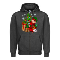 Charcoal Heather Santa's Elf Christmas Zipper Hoodie - BundleAndBundleShop
