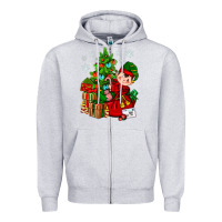 Heather Grey Santa's Elf Christmas Zipper Hoodie - BundleAndBundleShop