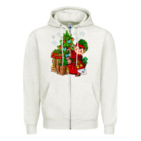 Oatmeal Heather Santa's Elf Christmas Zipper Hoodie - BundleAndBundleShop