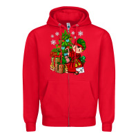 Red Santa's Elf Christmas Zipper Hoodie - BundleAndBundleShop