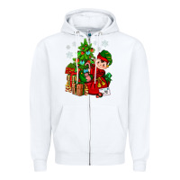 White Santa's Elf Christmas Zipper Hoodie - BundleAndBundleShop