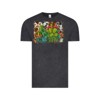 Vintage Black watercolor cactus western background Vintage Tee - BarkalooDesign