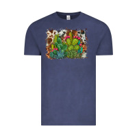 Vintage Denim watercolor cactus western background Vintage Tee - BarkalooDesign