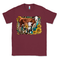 Burgundy Hereford Cow and Hereford Calf With Leopard Classic Tee - LillyAllenDesigns