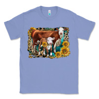 Colony Blue Hereford Cow and Hereford Calf With Leopard Classic Tee - LillyAllenDesigns