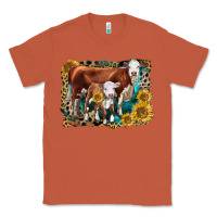 Copper Hereford Cow and Hereford Calf With Leopard Classic Tee - LillyAllenDesigns