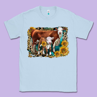 Hereford Cow And Hereford Calf With Leopard Classic Tee Designed By Lillyallendesigns