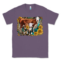 Lavender Hereford Cow and Hereford Calf With Leopard Classic Tee - LillyAllenDesigns