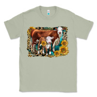 Matcha Hereford Cow and Hereford Calf With Leopard Classic Tee - LillyAllenDesigns