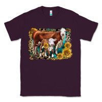 Plum Hereford Cow and Hereford Calf With Leopard Classic Tee - LillyAllenDesigns