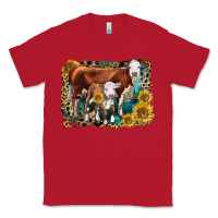 Red Hereford Cow and Hereford Calf With Leopard Classic Tee - LillyAllenDesigns
