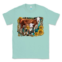 Seafoam Hereford Cow and Hereford Calf With Leopard Classic Tee - LillyAllenDesigns