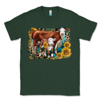 Sports Green Hereford Cow and Hereford Calf With Leopard Classic Tee - LillyAllenDesigns