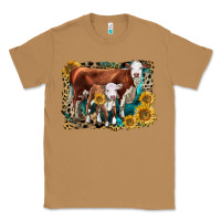 Toasted Coconut Hereford Cow and Hereford Calf With Leopard Classic Tee - LillyAllenDesigns