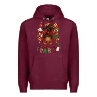Burgundy santa's favorite para afro messy bun Premium Hoodie - texasbilliewilder