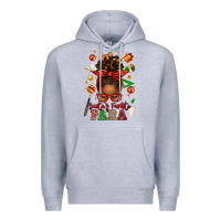 Heather Grey santa's favorite para afro messy bun Premium Hoodie - texasbilliewilder