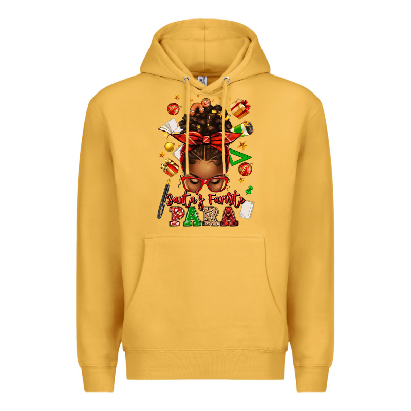 Santa's Favorite Para Afro Messy Bun Premium Hoodie by texasbilliewilder | Teevron