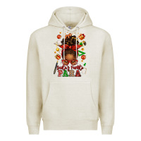 Oatmeal Heather santa's favorite para afro messy bun Premium Hoodie - texasbilliewilder