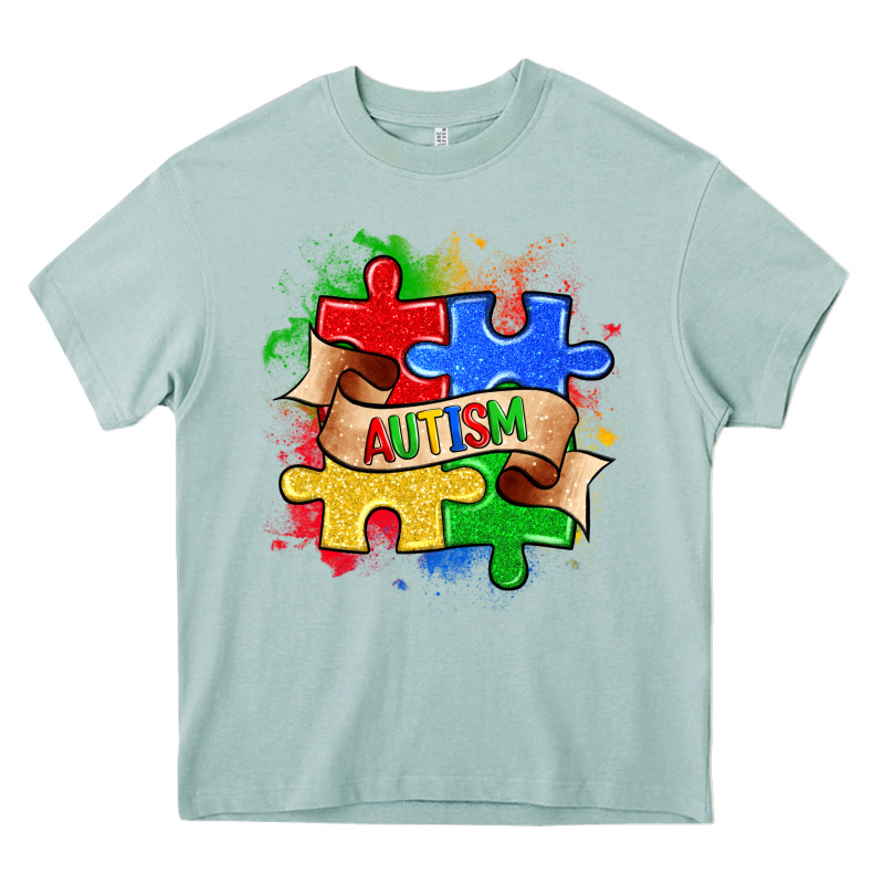 Autism Puzzle Pieces Heavy Core Tee by Zillion Design Studio | Teevron