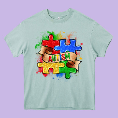 Autism Puzzle Pieces Heavy Core Tee Designed By Zillion Design Studio