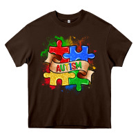 Chocolate Brown autism puzzle pieces Heavy Core Tee - Zillion Design Studio