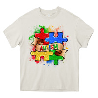 Cream autism puzzle pieces Heavy Core Tee - Zillion Design Studio