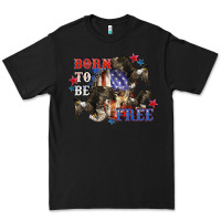 Black Born to be free 4th of july Premium Tee - CowGirlArtShop