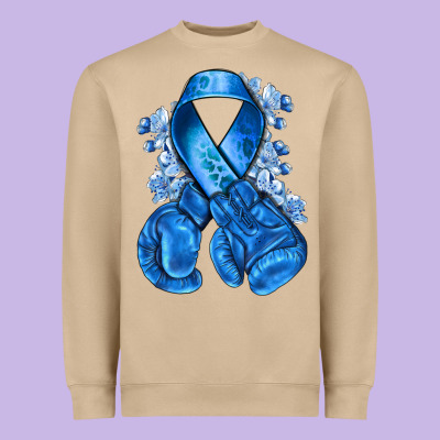 Blueribbon With Boxing Gloves Heavyweight Sweatshirt Designed By Nancycooperartshop