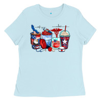 Baby Blue American nurse coffee cups Ladies Tee - Zillion Design Studio
