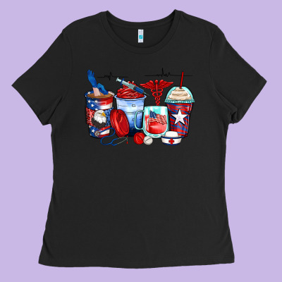 American Nurse Coffee Cups Ladies Tee Designed By Zillion Design Studio