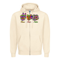 Sandshell Peace Love Autism Zipper Hoodie - BundleAndBundleShop