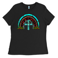 Black cross christmas rainbow Ladies Tee - JahusDesignShop