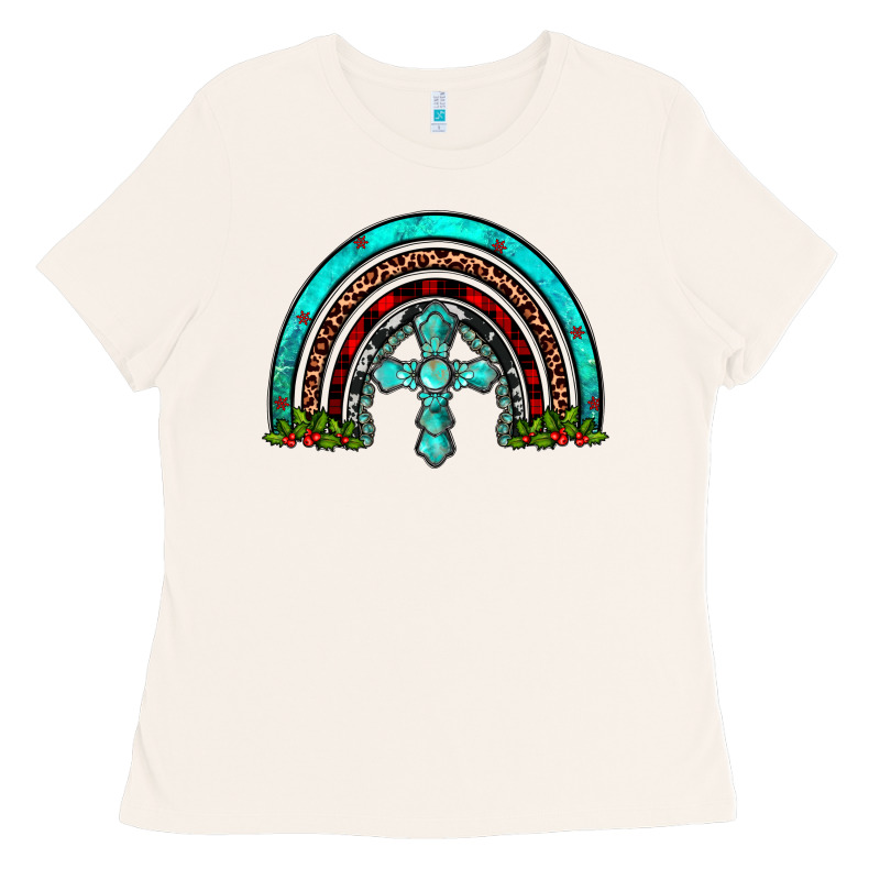 Cross Christmas Rainbow Ladies Tee by JahusDesignShop | Teevron