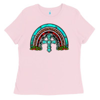 Bubblegum Pink cross christmas rainbow Ladies Tee - JahusDesignShop