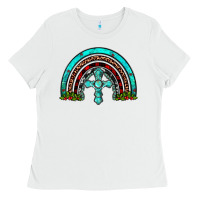 White cross christmas rainbow Ladies Tee - JahusDesignShop