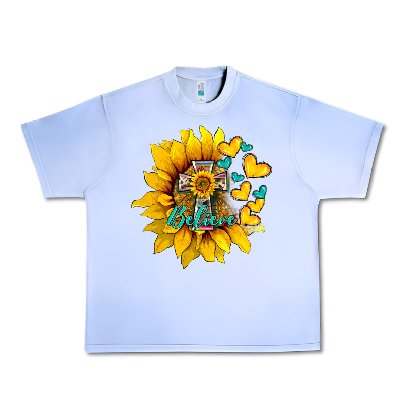 Western Sunflower  Cross Believe Urban Heavy Tee by BarkalooDesign | Teevron