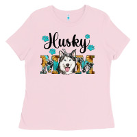 Bubblegum Pink husky mom western Ladies Tee - RanaPortraitStore