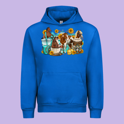 Horses Coffee Cups Urban Hoodie Designed By Oliviacreatesart