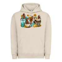 Pigment French Oak horses coffee cups Urban Hoodie - OliviaCreatesArt