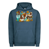 Pigment Midnight Navy horses coffee cups Urban Hoodie - OliviaCreatesArt