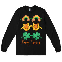 Black lucky vibes st. patrick's day Long Sleeve Tee - MaliasSmallBusiness