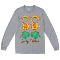 Heather Grey lucky vibes st. patrick's day Long Sleeve Tee - MaliasSmallBusiness