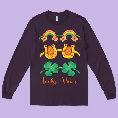 Lucky Vibes St. Patrick's Day Long Sleeve Tee Designed By Maliassmallbusiness