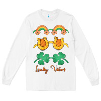 White lucky vibes st. patrick's day Long Sleeve Tee - MaliasSmallBusiness