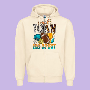 Small Town Big Spirit Zipper Hoodie Designed By Bundleandbundleshop