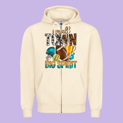 Small Town Big Spirit Zipper Hoodie Designed By Bundleandbundleshop