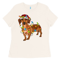 Bone dachshund with christmas lights Ladies Tee - RanaPortraitStore