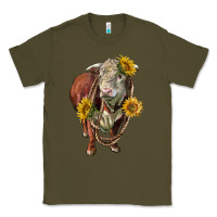 Army Green hereford bull rope and sunflowers Classic Tee - LillyAllenDesigns
