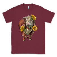 Burgundy hereford bull rope and sunflowers Classic Tee - LillyAllenDesigns